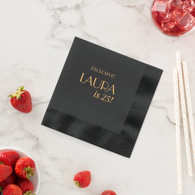 Personalised Birthday Modern Foil Stamped Napkins (Insitu (Strawberry))