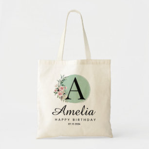Personalised Birthday Monogram Custom Name & Date Tote Bag