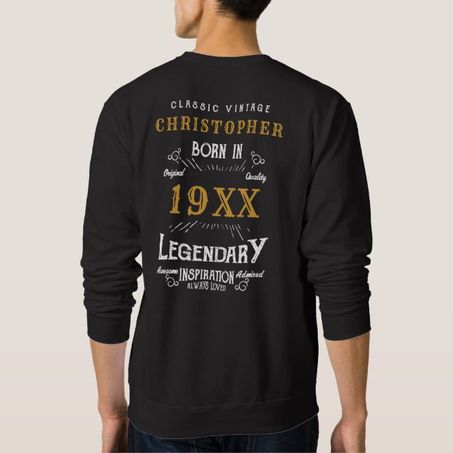 Personalised Birthday Monogram Legendary Father Sweatshirt (Back)