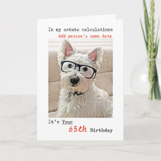 Personalised Birthday, Name and Age, Westie Dog Card