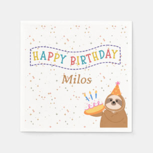 Personalised Birthday Napkins Sloth Party Decor