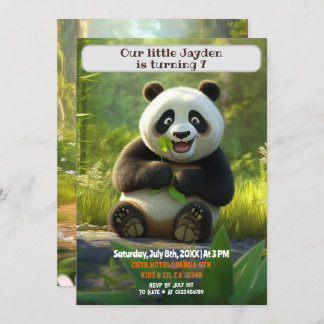 Personalised Birthday Panda Kids Name Age Invitation