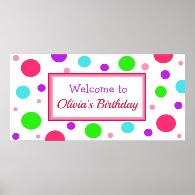 Personalised Birthday Party Banner for Girl Poster (Front)