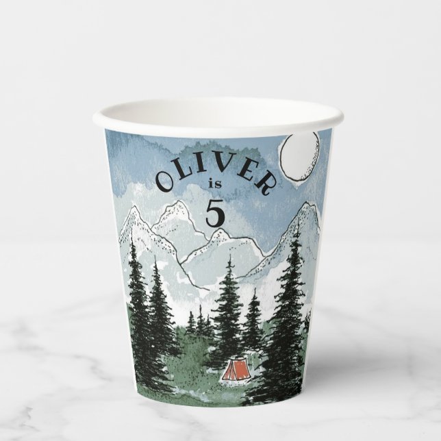 Personalised Birthday Party Camping Paper Cups (Front)