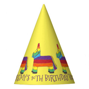 Personalised Birthday Party Favour Rainbow Pinata Party Hat