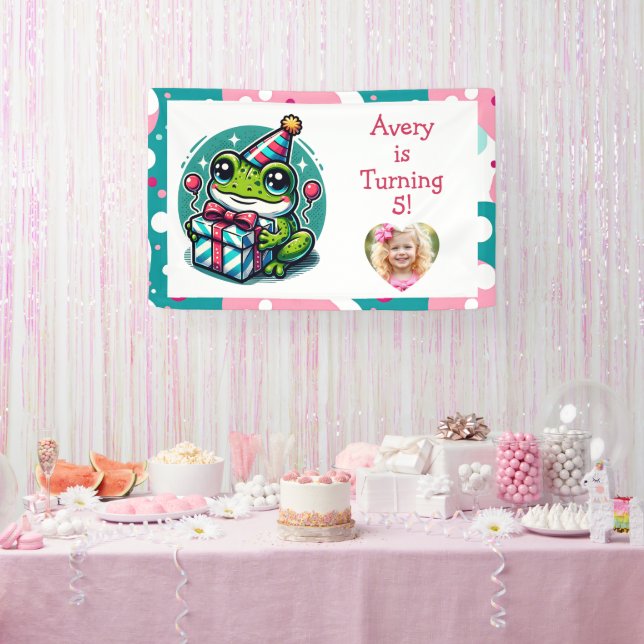 Personalised Birthday Party Frog Themed Welcome Banner (Party)
