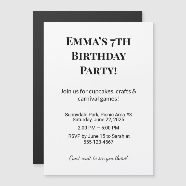 Personalised Birthday Party Invitation  (Front/Back)