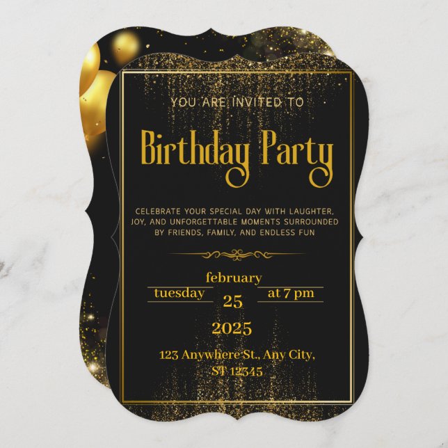 Personalised Birthday Party Invitation (Front/Back)