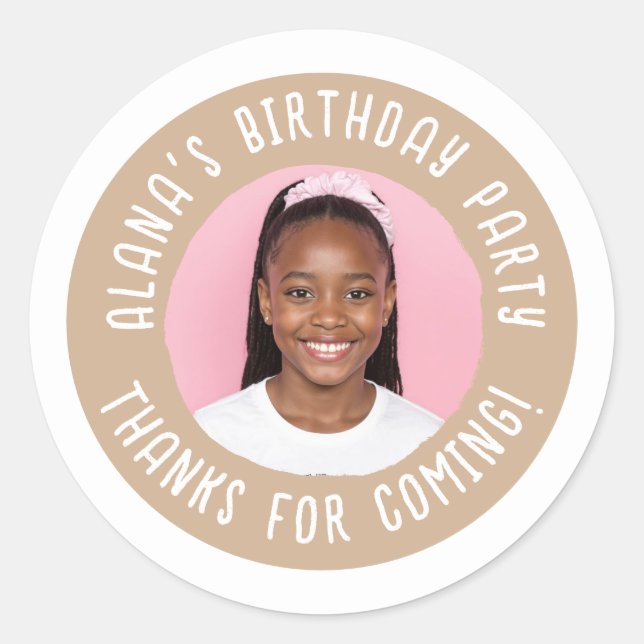 Personalised Birthday Party Thank You Favour  Classic Round Sticker (Front)