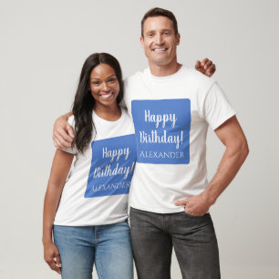 Personalised Birthday Pastel Blue Happy Birthday T-Shirt