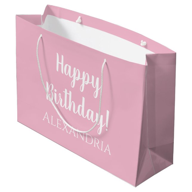 Personalised Birthday Pastel Pink Party Favour Large Gift Bag (Back Angled)