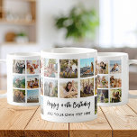 Personalised Birthday Photo Collage Mug<br><div class="desc">Create your own personalised birthday photo collage gift mug. Add your own heartfelt happy birthday message or custom text amongst 18 of your favourite pictures in a modern grid design.</div>