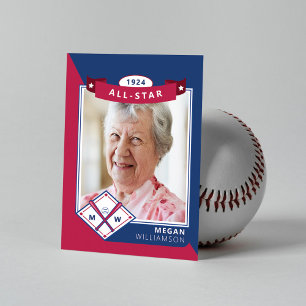Personalised Birthday Photo & Stats Baseball Card