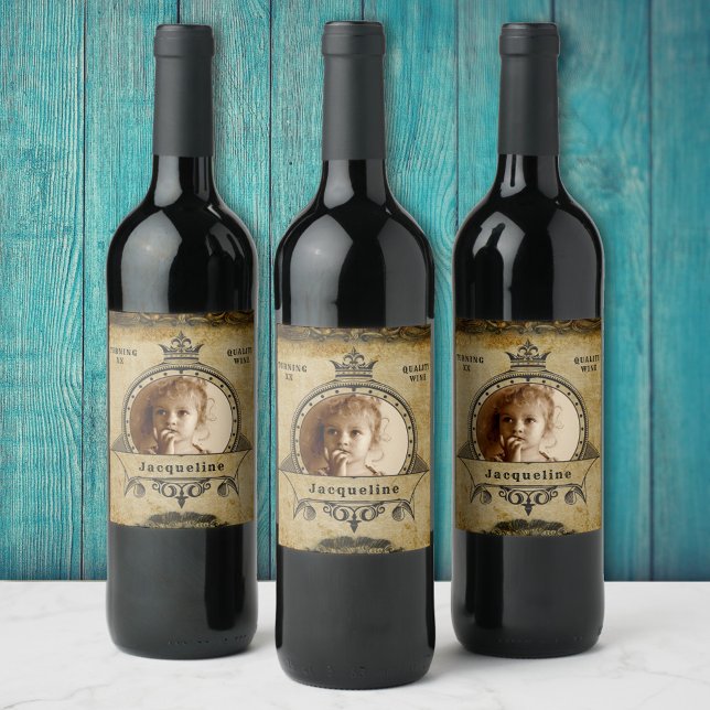 Personalised Birthday Photo Template Vintage Retro Wine Label (Creator Uploaded)