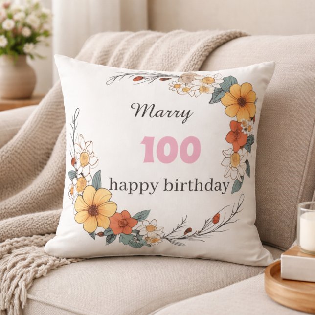 Personalised Birthday Pillow Custom Name Age Gift (Creator Uploaded)