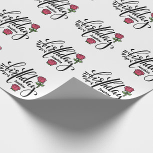 Personalised Birthday Pink Rose Wrapping Paper