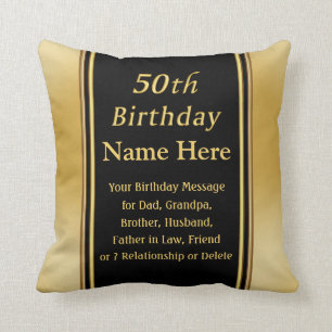 Personalised, Birthday Present for 50 year old Man Cushion