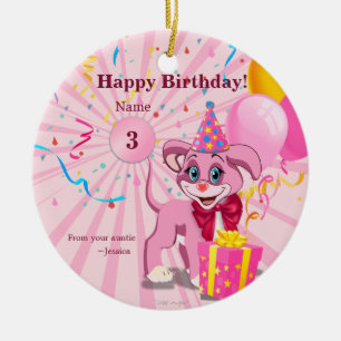 Personalised Birthday Puppy Cartoon Ceramic Ornament