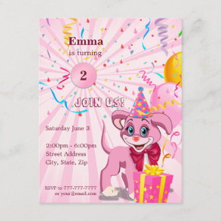 Personalised Birthday Puppy Cartoon Invitaion Invitation