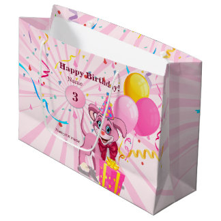 Personalised Birthday Puppy Cartoon Large Gift Bag