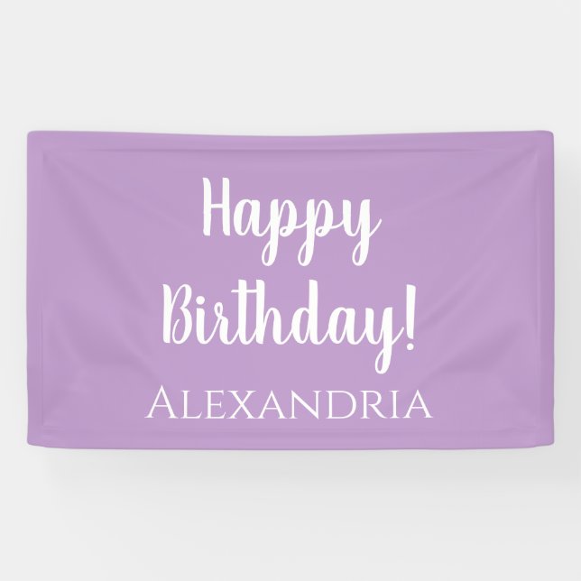 Personalised Birthday Purple Lilac Happy Birthday Banner (Horizontal)