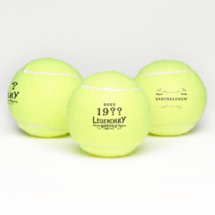 Personalised Birthday Retro Vintage Monogram Tennis Balls
