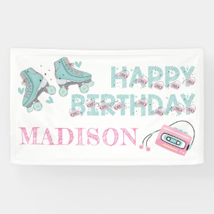 Personalised Birthday Roller Skating Pastel Banner