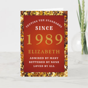 Personalised Birthday Standards 1989 Red Gold Card