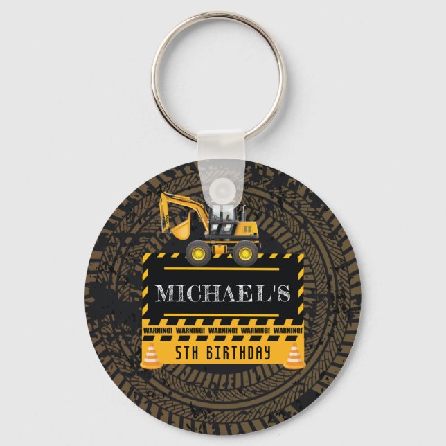 Personalised Birthday Under Construction Key Ring (Front)