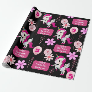 Personalised Birthday Unicorns Wrapping Paper