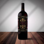 Personalised Birthday Vintage Black Gold Burgandy Wine Label<br><div class="desc">A Design for Celebration. Completely Coustomizeable label template for any age just edit the year and age.</div>