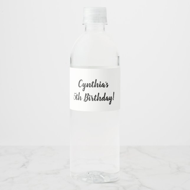 Personalised Birthday Water Bottle Wrapper Label (Front)