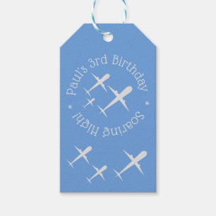 Personalised Birthday Wish Aeroplanes Soaring Blu Gift Tags