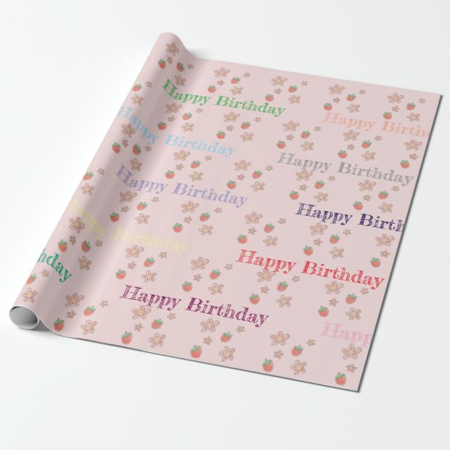 Personalised Birthday Wrapping Paper - Custom Name (Unrolled)