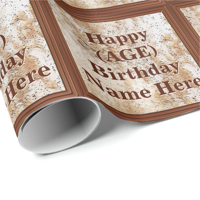 Personalised Birthday Wrapping Paper His AGE, NAME (Roll Corner)