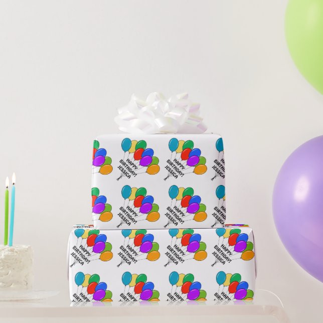 Personalised Birthday wrapping paper with balloons (Party Gifts)