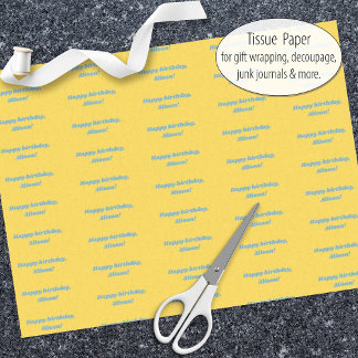 Personalised Birthday Yellow Tissue Paper