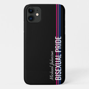 Personalised Bisexual Flag Colour Stripes Black iPhone 11 Case