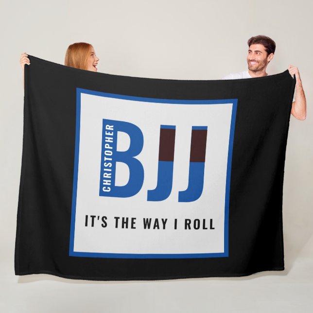 Personalised BJJ Jiu Jitsu Competition Blue Belt Fleece Blanket (In Situ)