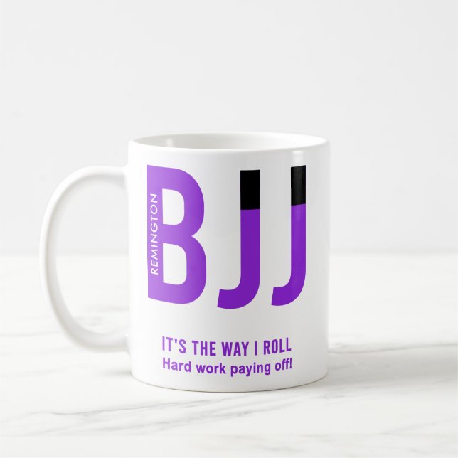 Personalised BJJ Jiu Jitsu Purple Belt Edition Coffee Mug (Left)