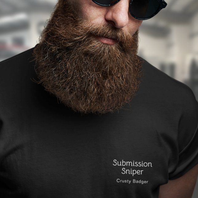 Personalised BJJ Jiu Jitsu Submission Sniper Black T-Shirt (Submission Sniper Black T-shirt worn in the gym.)