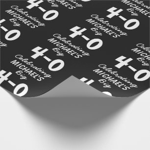 Personalised Black 40th Birthday Wrapping Paper
