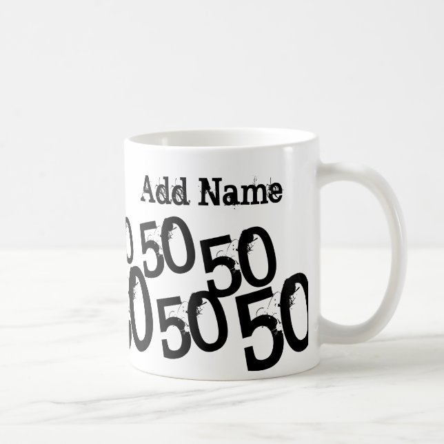 Personalised Black 50th Birthday Mug Custom Name (Right)