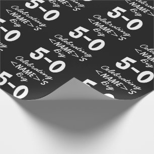 Personalised Black 50th Birthday Wrapping Paper