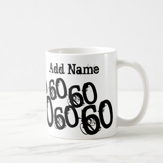 Personalised Black 60th Birthday Custom Name Mug (Right)