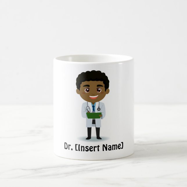 Personalised Black / African Male Doctor / Medical Coffee Mug (Center)