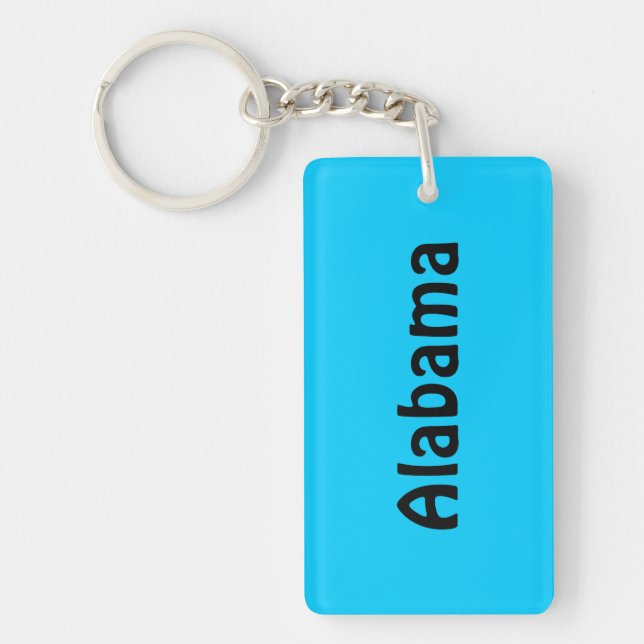 Personalised Black and Aqua Blue Key Ring (Front)