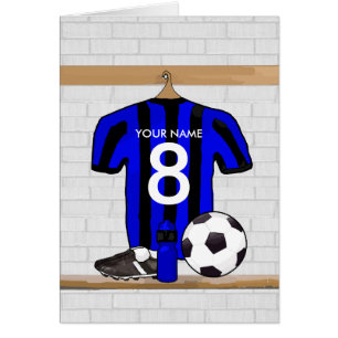 Personalised Black and Blue Football Soccer Jersey