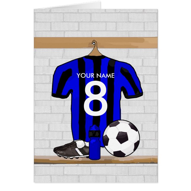Personalised Black and Blue Football Soccer Jersey (Front)