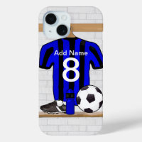 Personalised Black and blue football soccer Jersey
